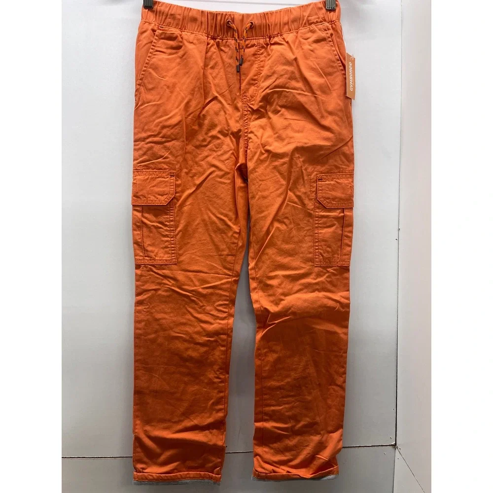 Gymboree Boys Orange Lined Cargo Pants Size 10 NWT Drawstring Elastic Waist